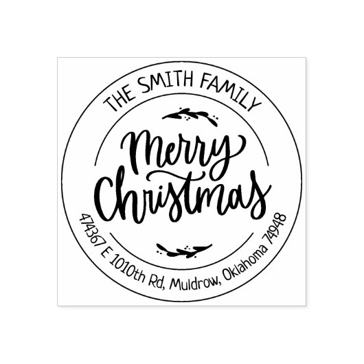 Skript Frohe Weihnachten, Rücksendeadresse der Fam Gummistempel (Prägung)