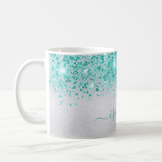 Skript für aquamarine Glitzer-Glitzern Kaffeetasse (Links)