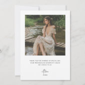 Skript für das Hochzeitstich-Brautparty-Foto Dankeskarte (Rückseite)