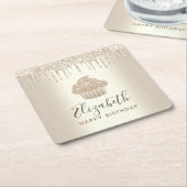 Skript für den Glitzer-Tropfen-Gold-Monogramm-Name Rechteckiger Pappuntersetzer (angewinkelt)