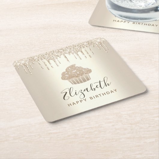 Skript für den Glitzer-Tropfen-Gold-Monogramm-Name Rechteckiger Pappuntersetzer (angewinkelt)