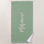 Skript für den grünen Pfirsichpfirsich Strandtuch (Vorderseite)