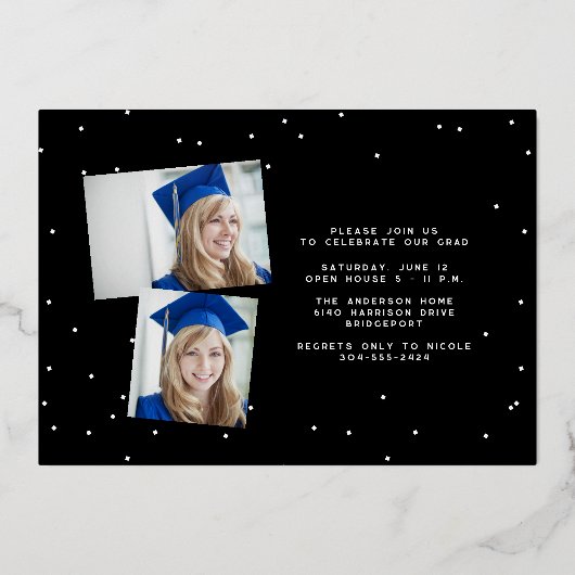 Skript für die Graduierungsbezeichnung Foto Abschl Folieneinladung (Rückseite)