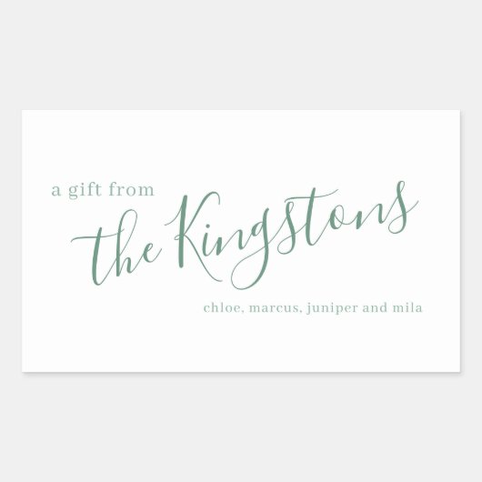 Skript für Junior-Familiennamen Rechteckiger Aufkleber (Vorderseite)