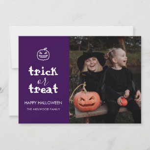 Skript für launische Trick-or-Treat-Halloweenfotos Feiertagskarte