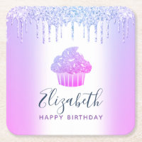 Skript für lila Monogramm-Namen cupcake Glitzer-Tr
