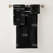 Skript für Schwarz-weiße Monogramm-Initialen Badhandtuch Set (Insitu)