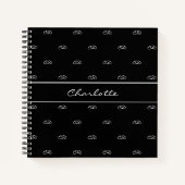 Skript für Schwarz-weiße Monogramm-Initialen Notizblock (Vorderseite)