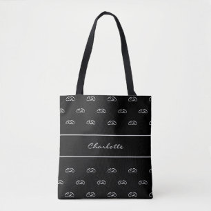 Skript für Schwarz-weiße Monogramm-Initialen Tasche