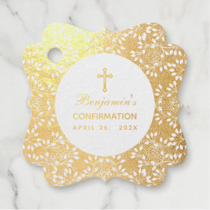 Skript für Vintage Blätter der Elegant-Gold-Bestät Geschenkanhänger