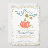 Skript-Glitzer Pumpkin Fall in Liebe Brautparty Einladung (Vorderseite)