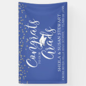 Skript-GLÜCKWUNSCH ZU UNSEREN GRADS Confetti Blue Banner (Vertikal)