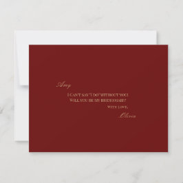 Skript Gold Deep Red Bridesmaid Vorschlagskarte Save The Date