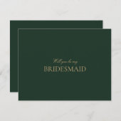 Skript Gold Forest Green Bridesmaid Vorschlagskart Save The Date (Vorne/Hinten)