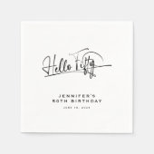 Skript Hallo Fünfzig Minimalistischer 50. Geburtst Serviette (Vorderseite)