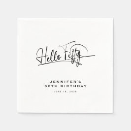 Skript Hallo Fünfzig Minimalistischer 50. Geburtst Serviette