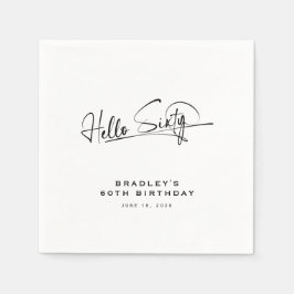 Skript Hallo Sechzig Minimalist 60. Geburtstag Serviette
