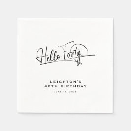 Skript Hallo Vierzig Minimalistischer 40. Geburtst Serviette
