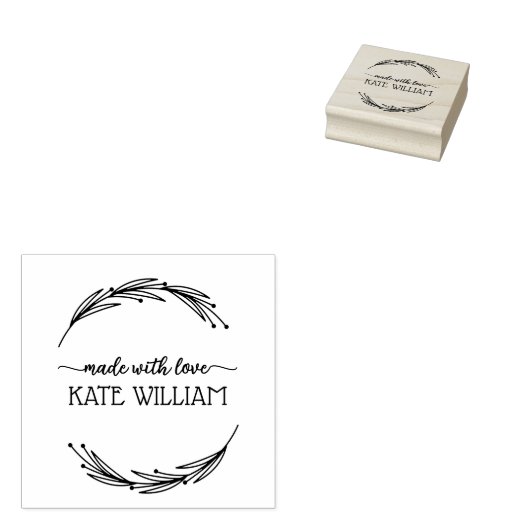 Skript Handgefertigt mit Liebe von Name Stempel (Stempel)