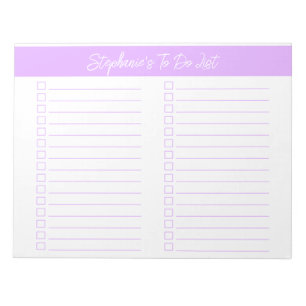 Skript Helllila 8,5x11 Zweispaltige Checkliste Notizblock