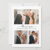 Skript Herz 3 Foto Collage Hochzeit Danke (Vorderseite)