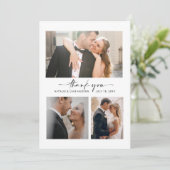 Skript Herz 3 Foto Collage Hochzeit Danke (Stehend Vorderseite)