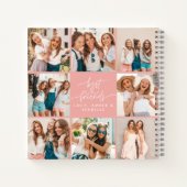 Skript Herz rosa moderne Multi-Foto beste Freunde Notizblock (Rückseite)