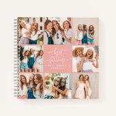 Skript Herz rosa moderne Multi-Foto beste Freunde Notizblock (Vorderseite)