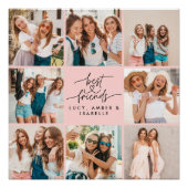 Skript Herz rosa moderne Multi-Foto beste Freunde Poster (Vorderseite)