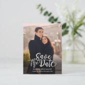 Skript Hochzeit Save The Date Postkarte mit eigenw (Stehend Vorderseite)