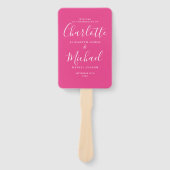 Skript-Hochzeitsprogramm für heiß rosa Signaturen Fächer (Vorderseite)