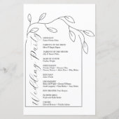 Skript-Hochzeitsprogramm für saubere Bögen (Rückseite)