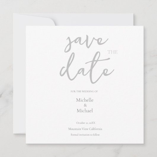 Skript Kalligrafie Hochzeit Modern Save the Date (Vorderseite)