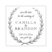 Skript Laub Botanisch Save The Date Whimsical Gummistempel (Prägung)