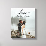 Skript-Liebe Familienname Hochzeitbräunchen Leinwanddruck<br><div class="desc">Skriptsprache Liebe Familienname Hochzeitbride Groom Canvas Print</div>