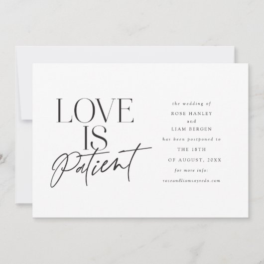 Skript-Liebe Hochzeit verschoben Ändern Sie das Da Ankündigung (Vorderseite)