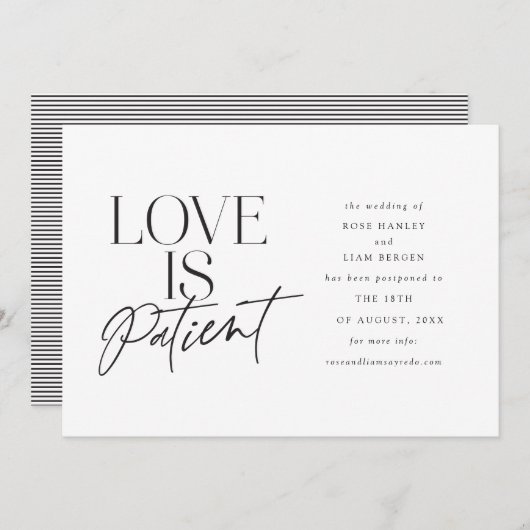 Skript-Liebe Hochzeit verschoben Ändern Sie das Da Ankündigung (Vorne/Hinten)