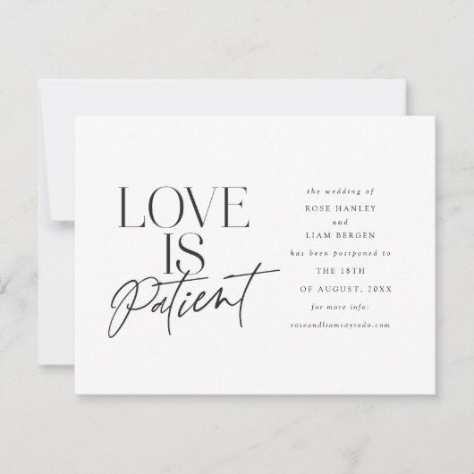 Skript-Liebe Hochzeit verschoben Ändern Sie das Da Ankündigung (Vorderseite)