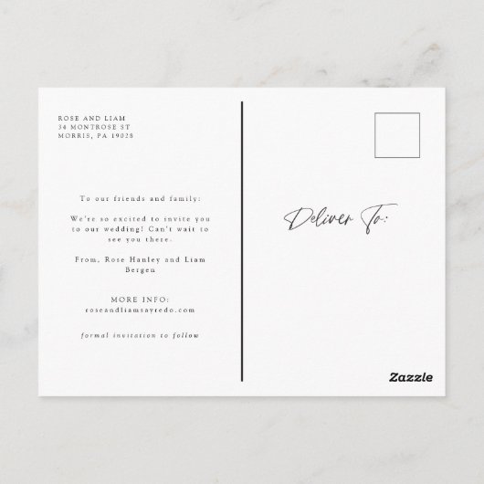 Skript-Liebe Hochzeit verschoben Ändern Sie das Da Postkarte (Rückseite)