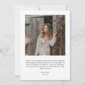 Skript-Liebe und Dank 4 Foto-Brautparty Dankeskarte (Rückseite)