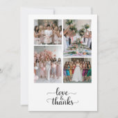 Skript-Liebe und Dank 7 Foto Collage Brautparty Dankeskarte (Vorderseite)