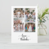 Skript-Liebe und Dank 7 Foto Collage Brautparty Dankeskarte (Stehend Vorderseite)