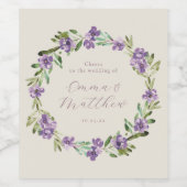 Skript Lila botanischer Kranz Weinetikett (Einzelnes Label)