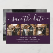 Skript Lila Hochzeitungs-Foto Speichern Sie die Da Save The Date (Vorne/Hinten)