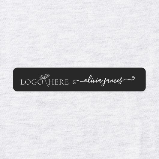 Skript-Logo und schwarze Textil-Bekleidung Etiketten