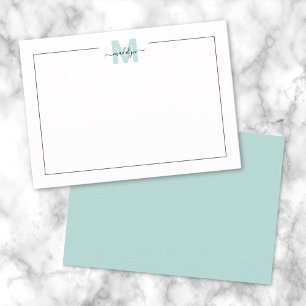 Skript Minimalistischer Aquamariner Blauer Name Mo Mitteilungskarte