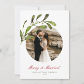 Skript & Mistletoe Merry & Verheiratetes Foto Feiertagskarte (Vorderseite)