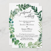 Skript mit Eukalyptus Wreath Aufgehängte Hochzeits Einladung (Vorne/Hinten)