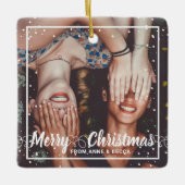 Skript mit Herz-Foto Red Keepake Keramikornament (Vorderseite)