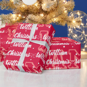 Skript mit Herz Merry Weihnachtsnamen rot Geschenkpapier